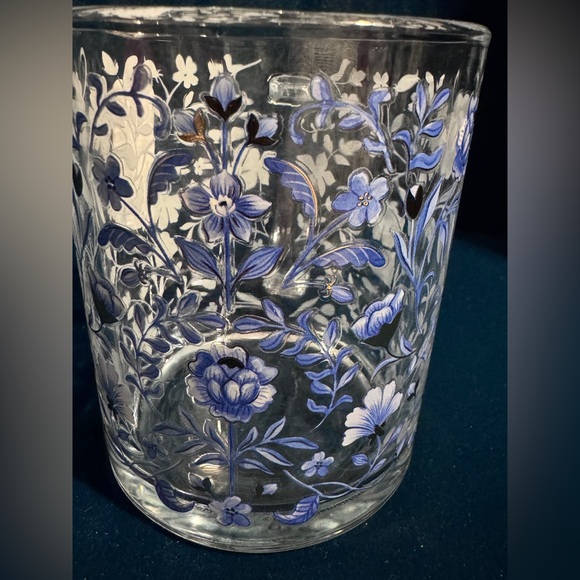 Clementine Paper Blue Floral Glass Coffee Mug Botanical Pattern NWT - Picture 4 of 4